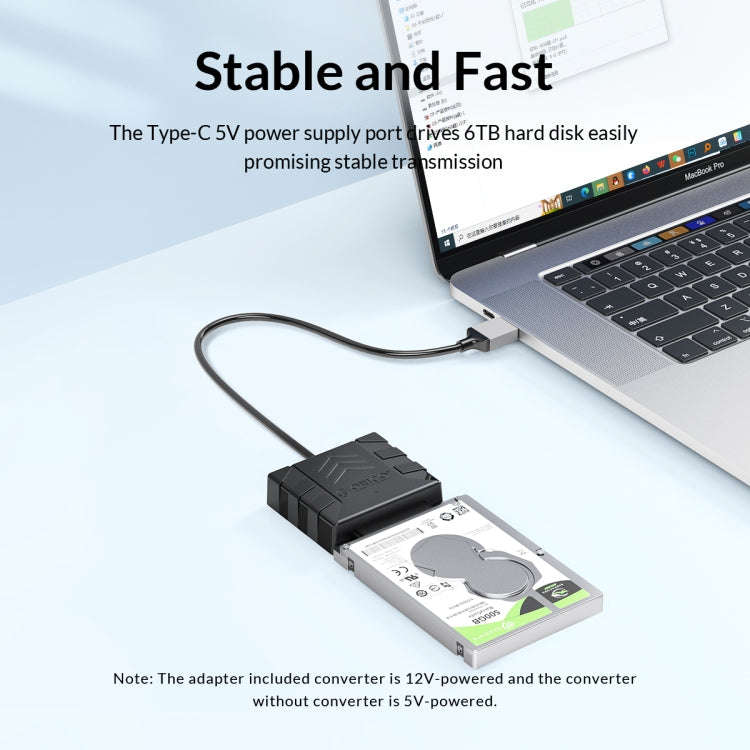 ORICO UTS1 Type-C / USB-C USB 3.0 2.5-inch SATA HDD Adapter with 12V 2A Power Adapter, Cable Leng...