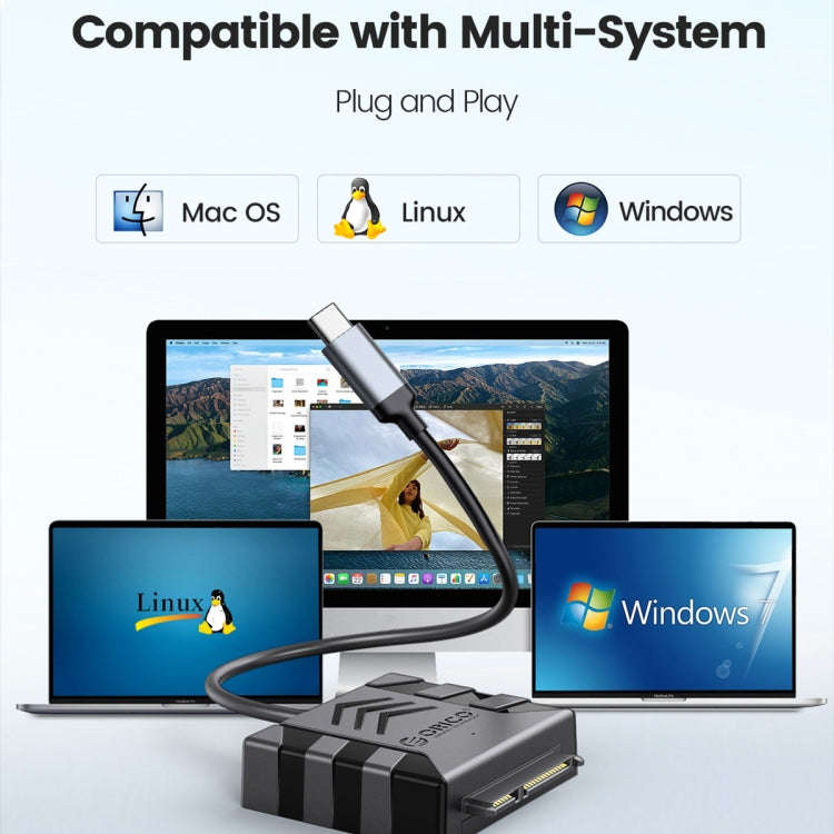 ORICO UTS1 Type-C / USB-C USB 3.0 2.5-inch SATA HDD Adapter with 12V 2A Power Adapter, Cable Leng...