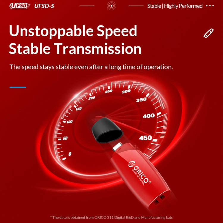 ORICO UFS Flash Drive, Read: 450MB/s, Write: 350MB/s, Memory:128GB, Port:USB-A(Red)