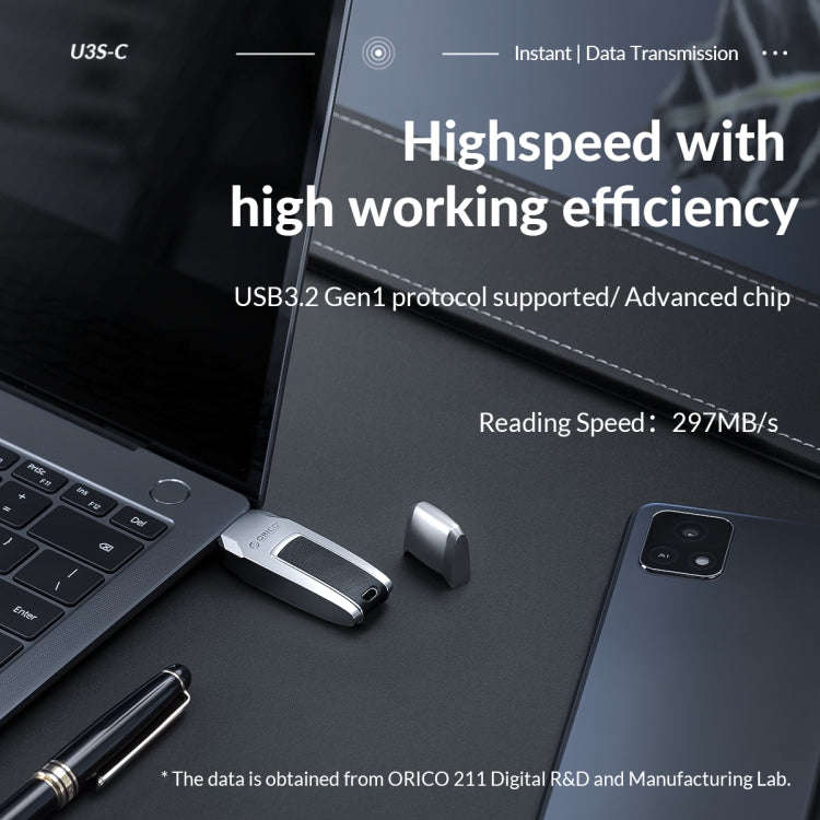 ORICO USB Flash Drive, Read: 260MB/s, Write: 70MB/s, Memory:128GB, Port:USB-A(Silver)