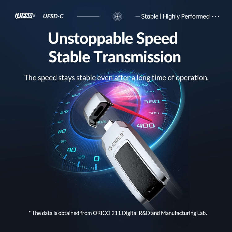 ORICO UFS Flash Drive, Read: 411MB/s, Write: 350MB/s, Memory:128GB, Port:Type-C(Silver)