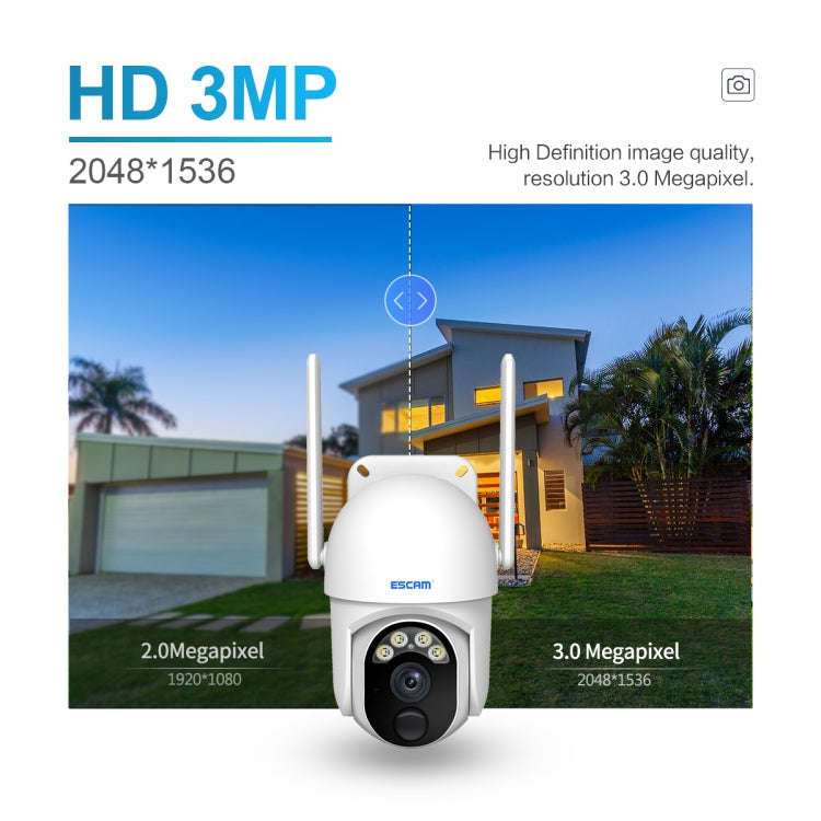 ESCAM QF103 3MP Cloud Storage PT WIFI PIR Alarm IP Camera with Solar Panel Battery Support Full C...