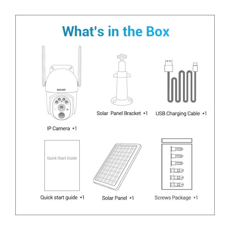 ESCAM QF103 3MP Cloud Storage PT WIFI PIR Alarm IP Camera with Solar Panel Battery Support Full C...