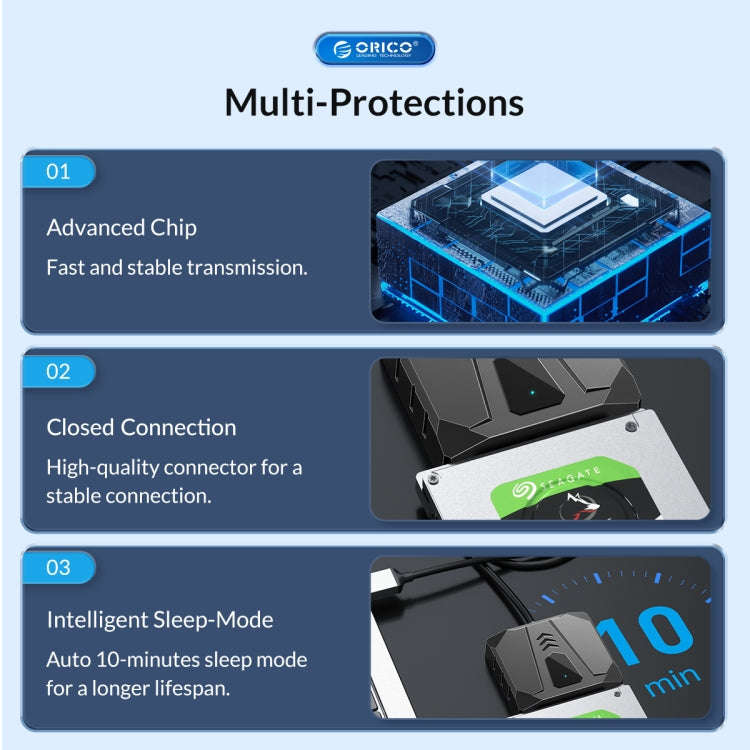 ORICO UTS2 USB 2.0 2.5-inch SATA HDD Adapter, Cable Length:0.3m