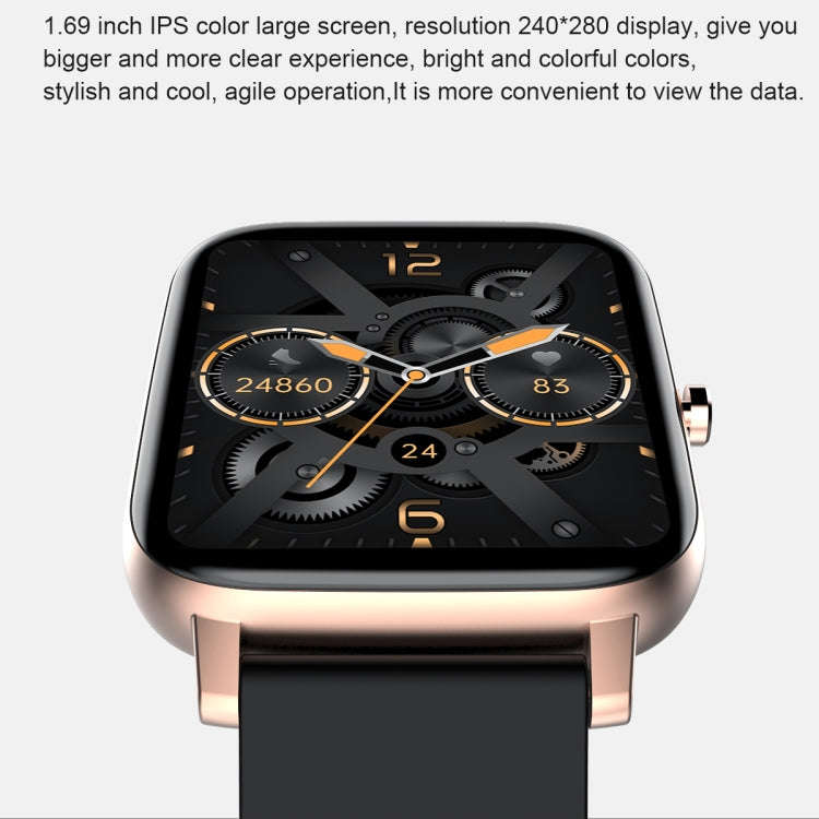 Ochstin 5H80 1.69 inch Square Screen Silicone Strap Heart Rate Blood Oxygen Monitoring Bluetooth ...