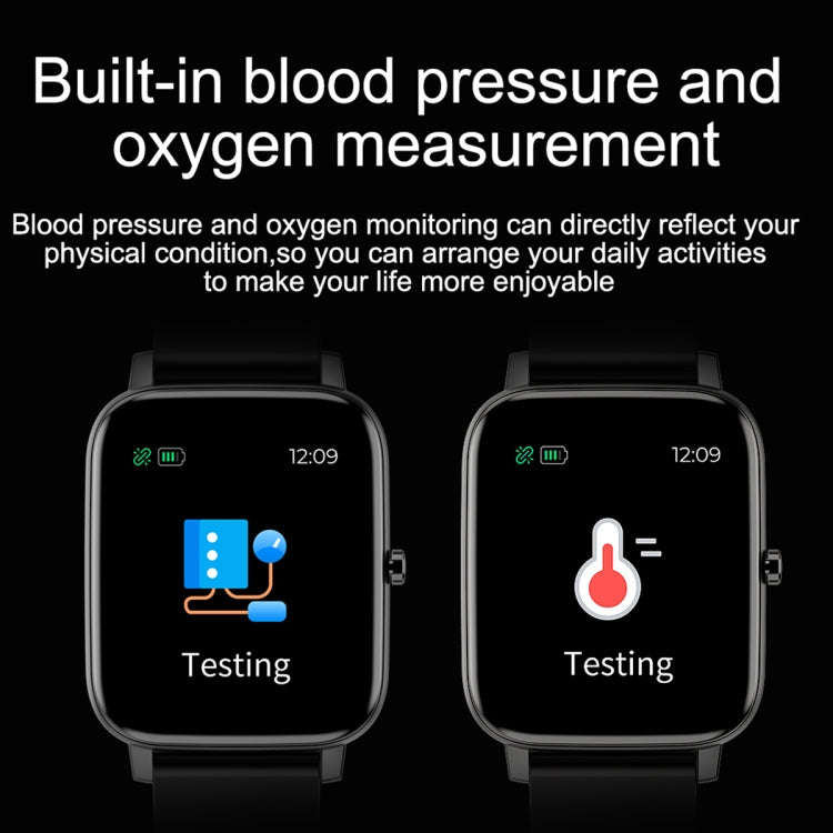 Ochstin 5H80 1.69 inch Square Screen Silicone Strap Heart Rate Blood Oxygen Monitoring Bluetooth ...
