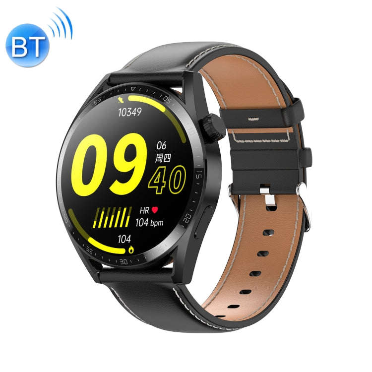 Ochstin 5HK3 Plus 1.36 inch Round Screen Bluetooth Smart Watch, Strap:Leather(Black)