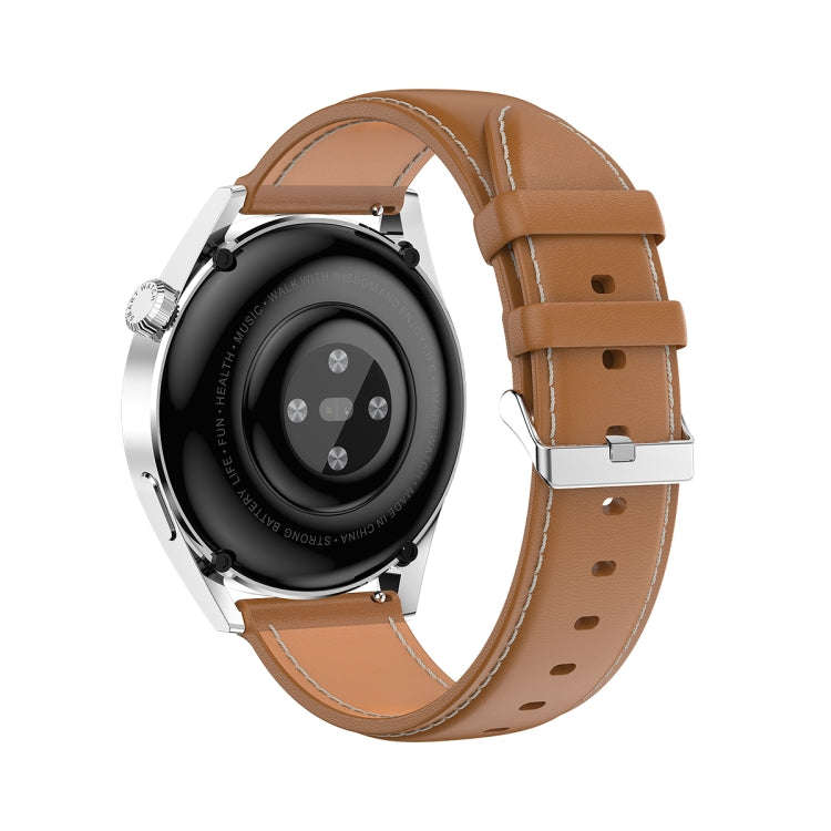 Ochstin 5HK3 Plus 1.36 inch Round Screen Bluetooth Smart Watch, Strap:Leather(Silver)
