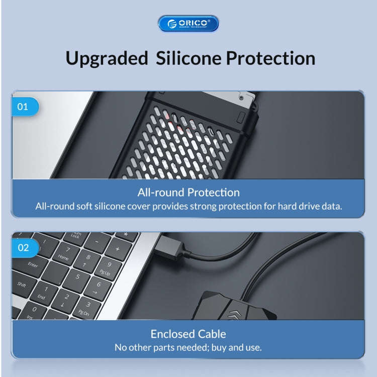 ORICO UTS2 USB 3.0 2.5-inch SATA HDD Adapter with Silicone Case, Cable Length:0.3m