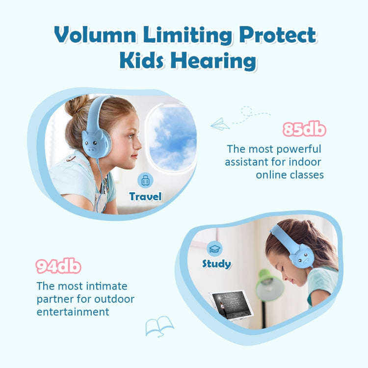 SoulBytes S31 Kids Wired Over-Ear Earphone with Microphone, Length: 1.5m(Blue)