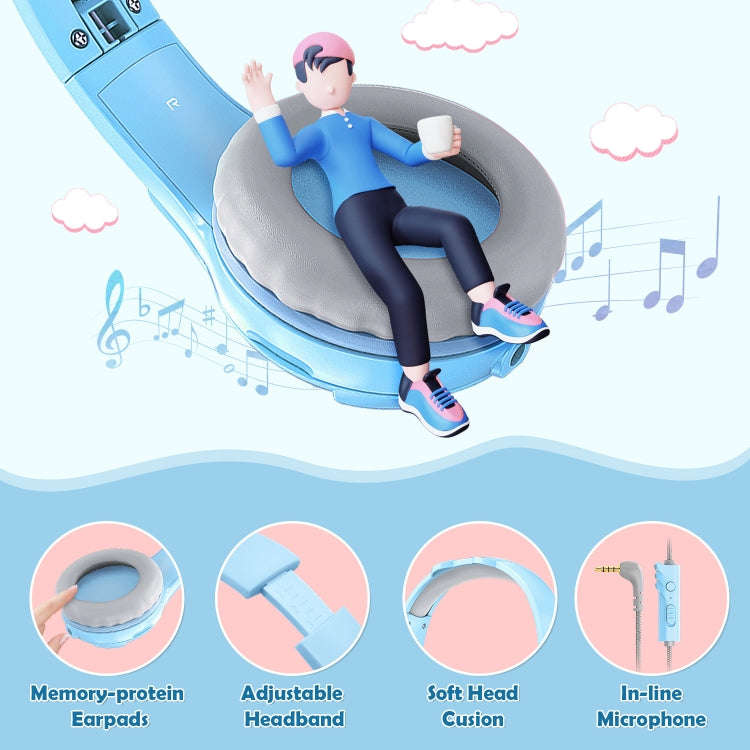 SoulBytes S31 Kids Wired Over-Ear Earphone with Microphone, Length: 1.5m(Blue)