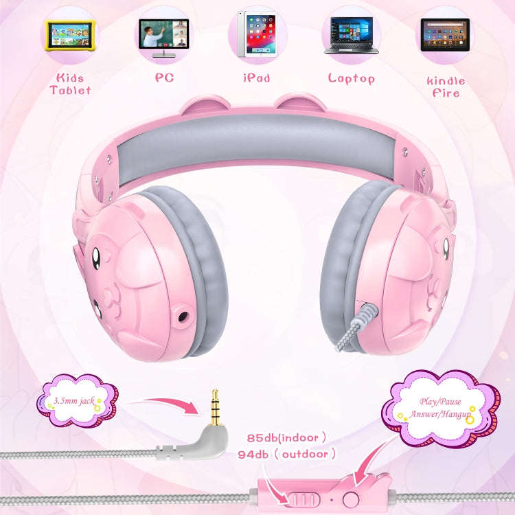 SoulBytes S31 Kids Wired Over-Ear Earphone with Microphone, Length: 1.5m(Pink)