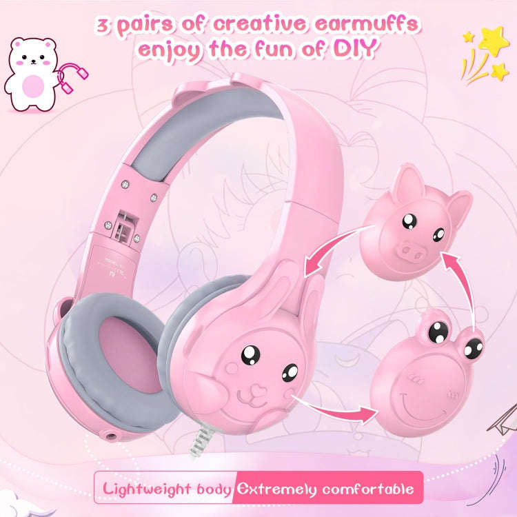 SoulBytes S31 Kids Wired Over-Ear Earphone with Microphone, Length: 1.5m(Pink)