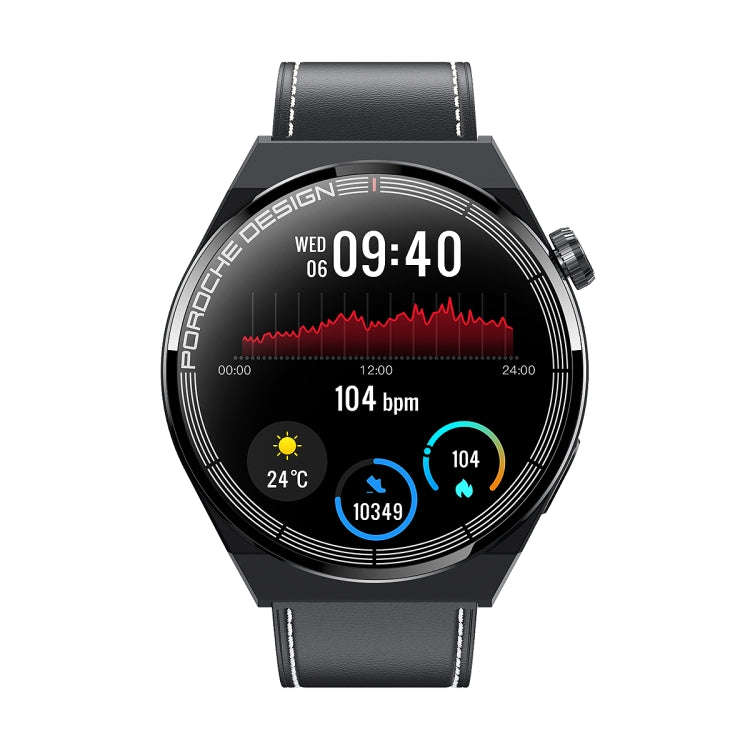 Ochstin 5HK46P 1.36 inch Round Screen Leather Strap Smart Watch with Bluetooth Call Function(Black)