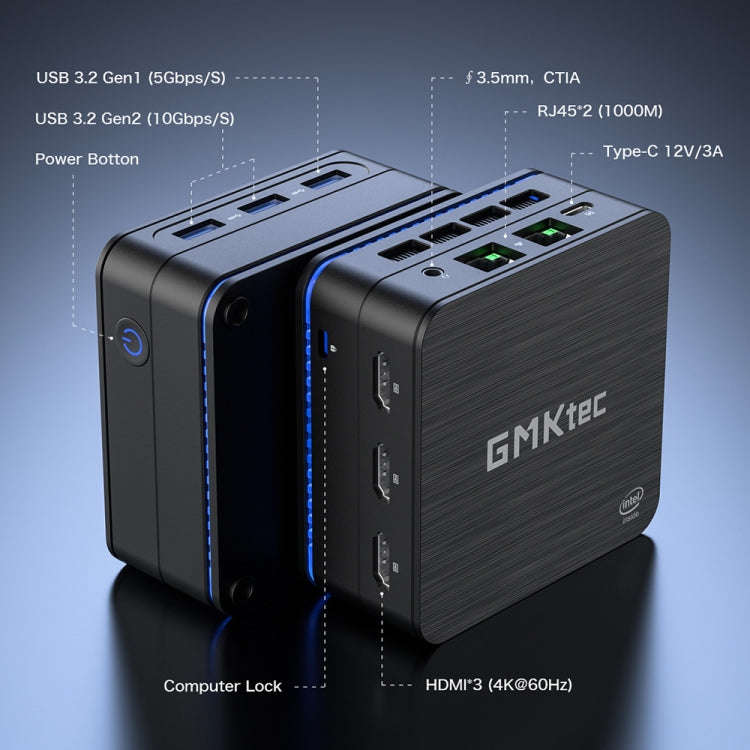 GMK KB7 Windows 11 Pro Mini PC, 16GB+512G, Intel Pentium Silver N6005 Quad Core, Support WiFi & B...