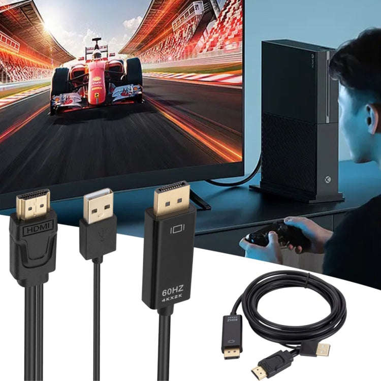 HDMI to USB+DisplayPort Adapter Cable with Power Supply, Length: 1.8m(Black)