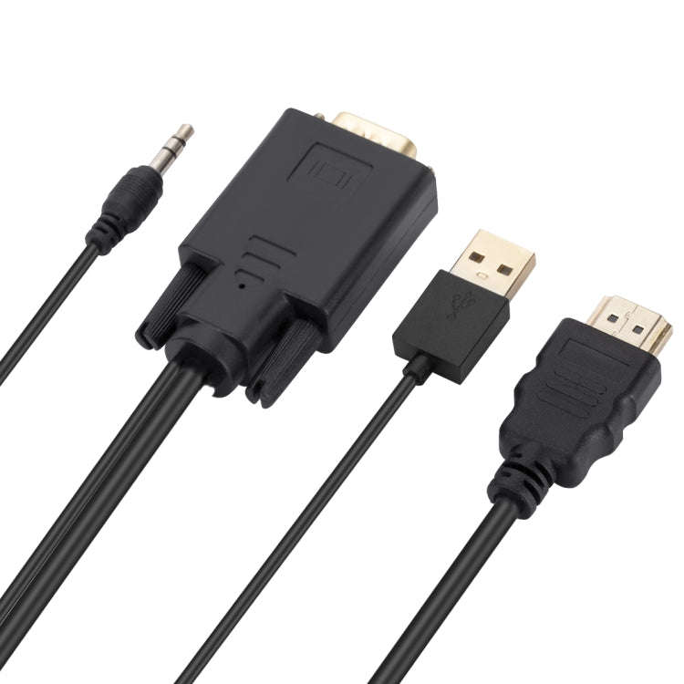 VGA to HDMI Adapter Cable with Audio Band Power Supply, Length: 1.8m(Black)