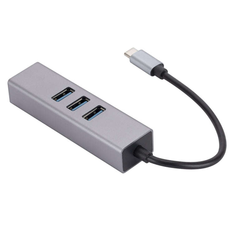 SL-030 USB-C / Type-C to Gigabit Ethernet RJ45 & 3 x USB 3.0 Adapter Converter HUB(Grey)