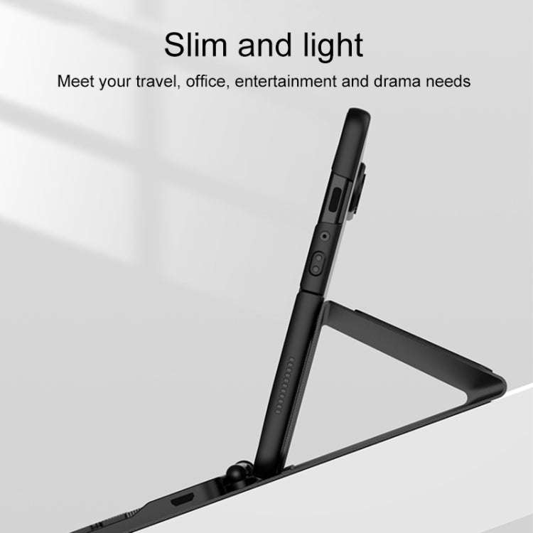For Samsung Galaxy Z Fold4 5G Magnetic Folding Bluetooth Keyboard Leather Case(Carbon Fiber)