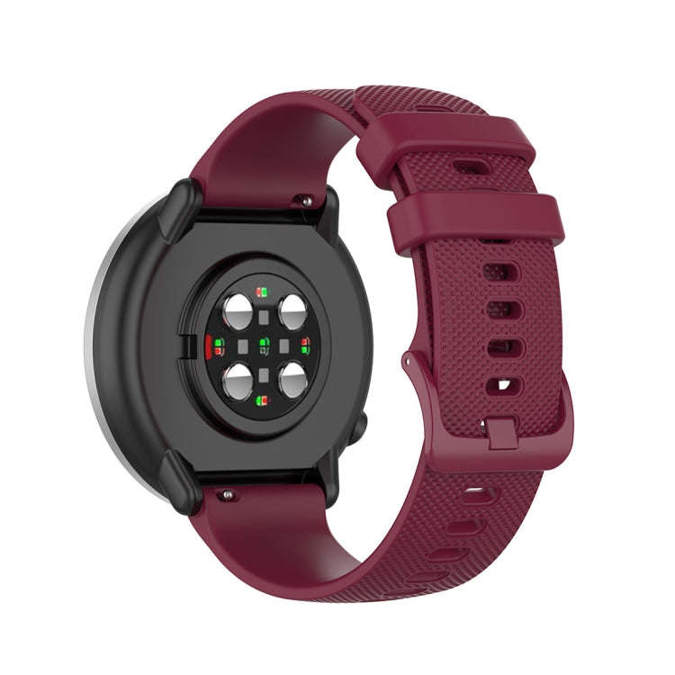 For Polar Ignite 20mm Small Plaid Texture Silicone Wrist Strap Watchband(Wine Red)
