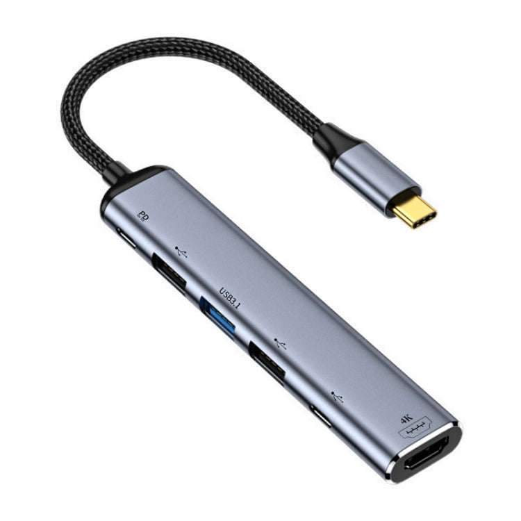 Y004 6 in 1 USB-C/Type-C to HDMI+USB 3.1+Dual USB 2.0+Dual USB-C/Type-C Interface Multifunctional...