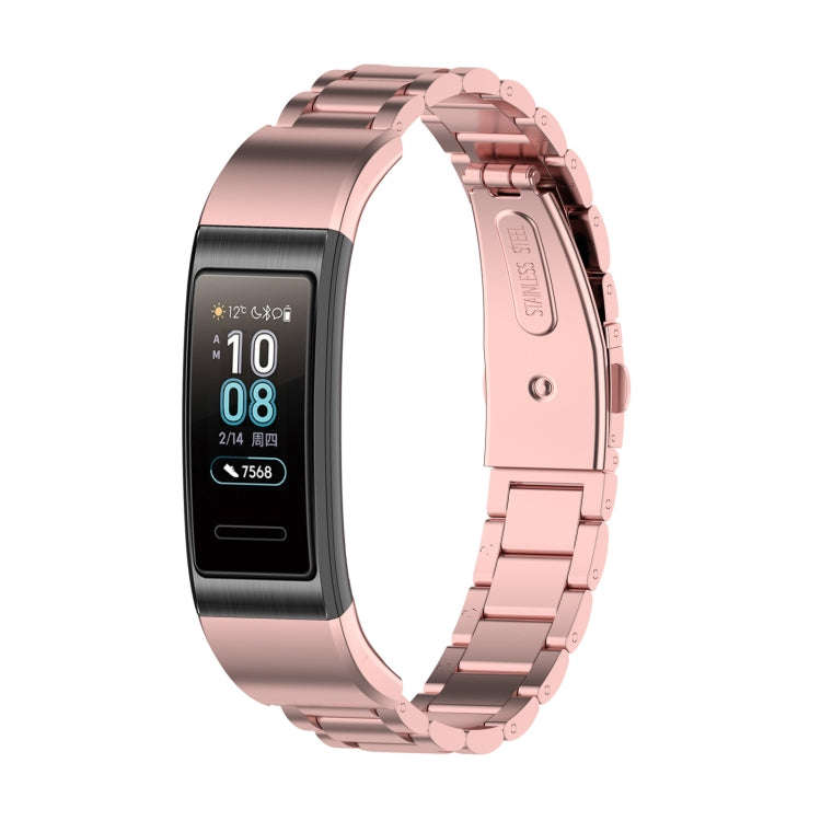 For Huawei Band 4 Pro (TER-B29S) / Band 3 Pro (TER-B29) / Band 3 (TER-B09) Three Beads Steel Wris...