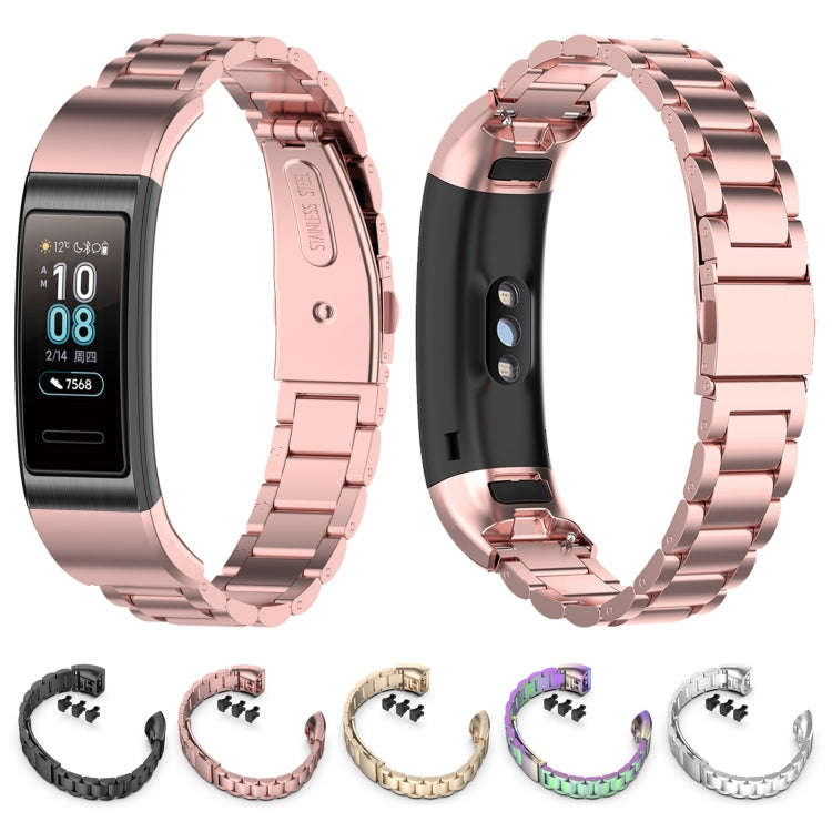 For Huawei Band 4 Pro (TER-B29S) / Band 3 Pro (TER-B29) / Band 3 (TER-B09) Three Beads Steel Wris...