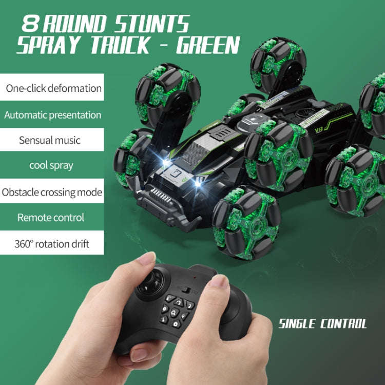 DM-558 Eight Wheel Stunt Drift Spray Remote Control Car, Specification:Single Control(Green)