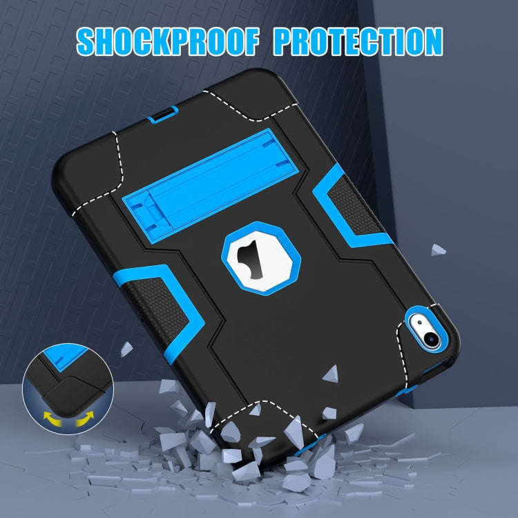 For iPad 2025 / 2022 Contrast Color Silicone + PC Tablet Case with Holder(Black Blue)