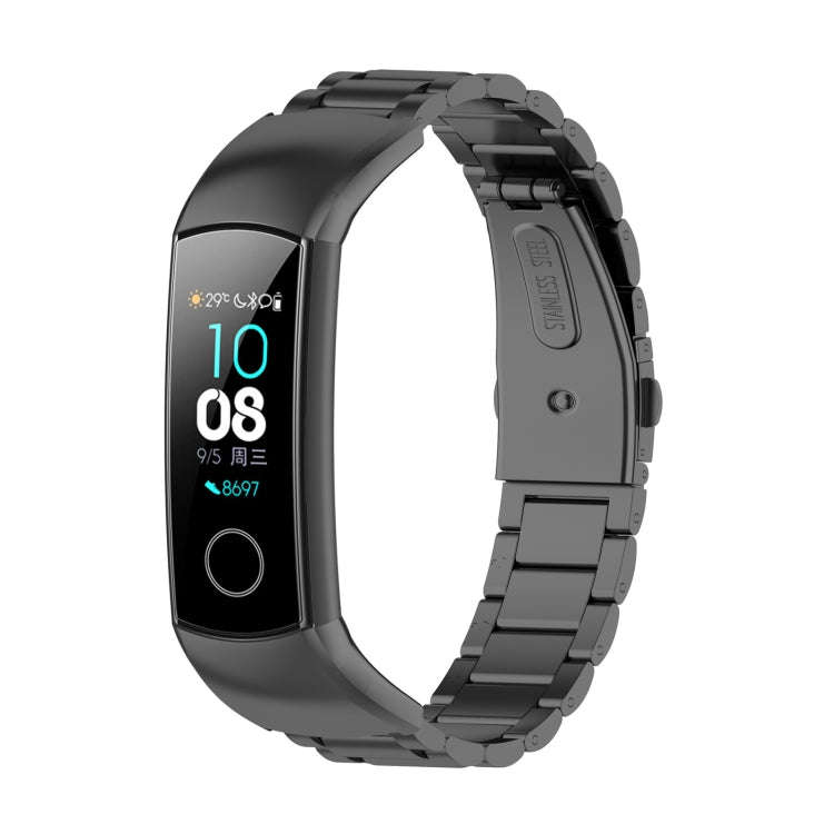 For Huawei Honor Band 4 (CRS-B19) / Honor Band 5 (CRS-B19S) Three Beads Steel Wrist Strap Watchba...