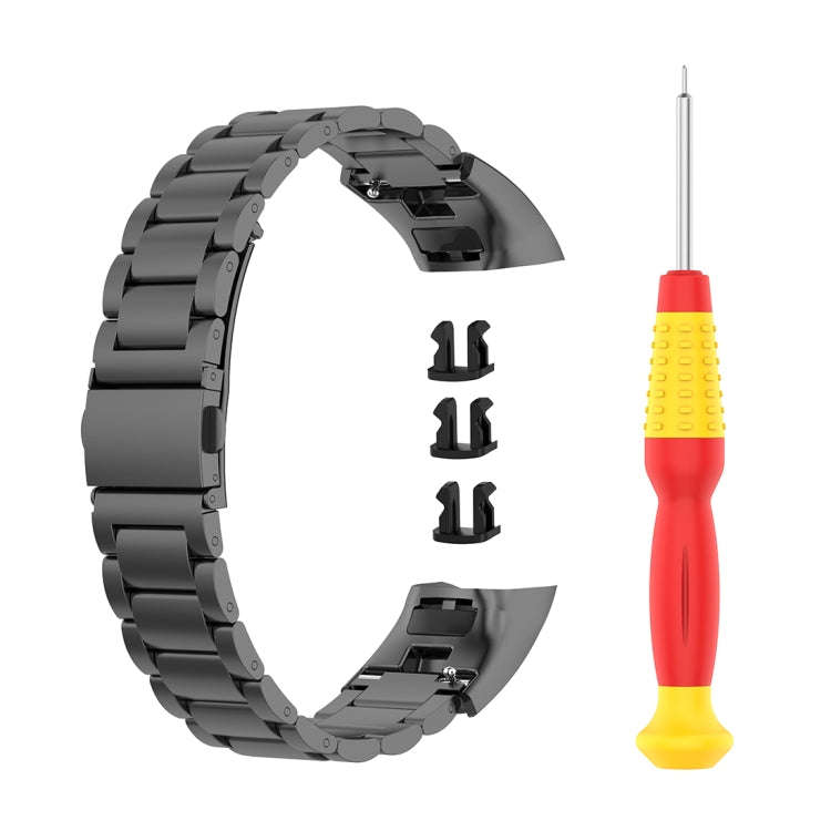 For Huawei Honor Band 4 (CRS-B19) / Honor Band 5 (CRS-B19S) Three Beads Steel Wrist Strap Watchba...