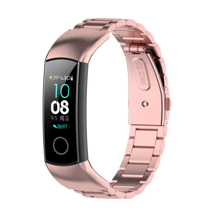 For Huawei Honor Band 4 (CRS-B19) / Honor Band 5 (CRS-B19S) Three Beads Steel Wrist Strap Watchba...
