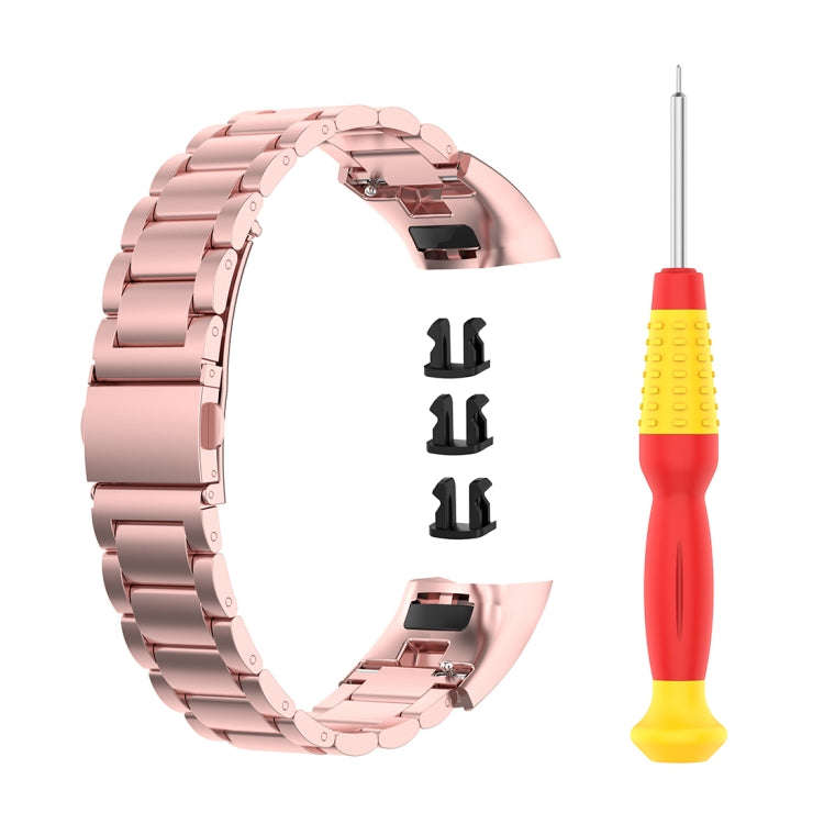 For Huawei Honor Band 4 (CRS-B19) / Honor Band 5 (CRS-B19S) Three Beads Steel Wrist Strap Watchba...
