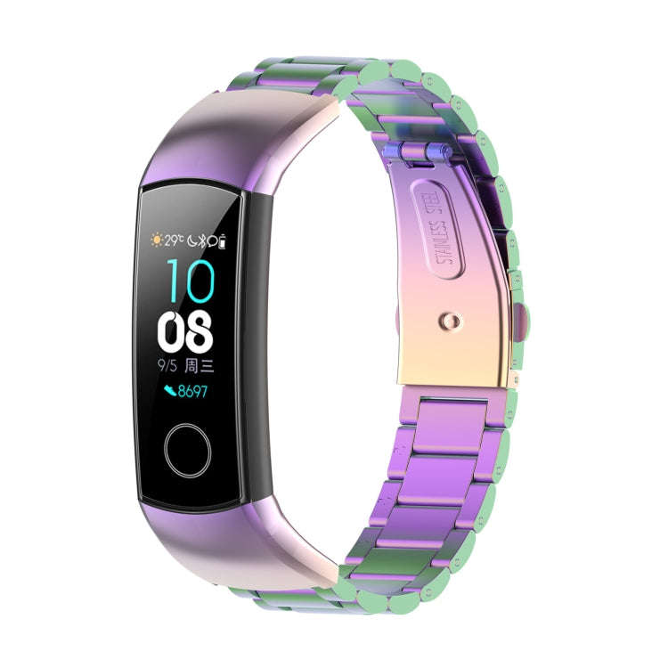 For Huawei Honor Band 4 (CRS-B19) / Honor Band 5 (CRS-B19S) Three Beads Steel Wrist Strap Watchba...