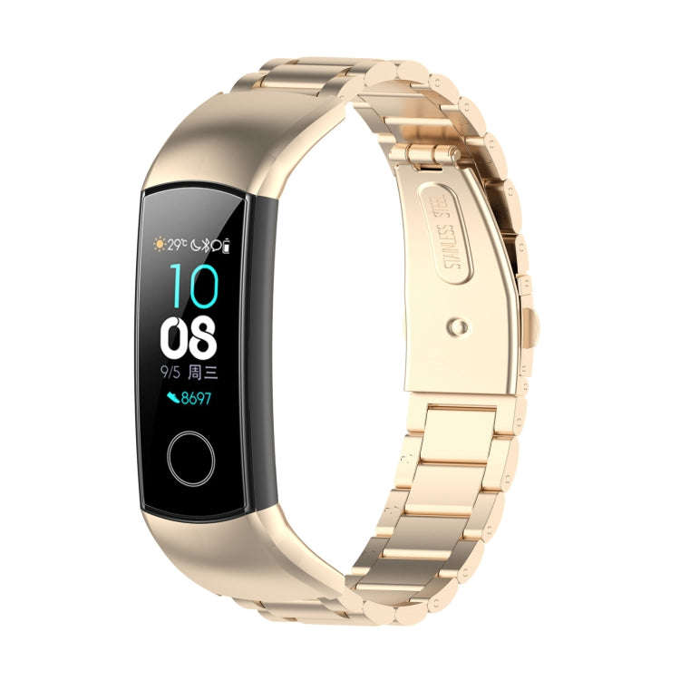 For Huawei Honor Band 4 (CRS-B19) / Honor Band 5 (CRS-B19S) Three Beads Steel Wrist Strap Watchba...