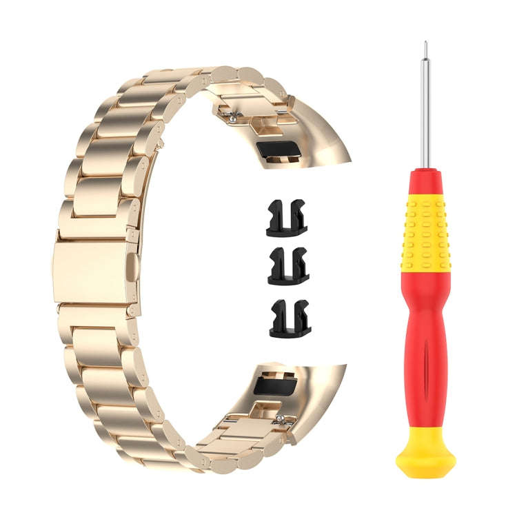 For Huawei Honor Band 4 (CRS-B19) / Honor Band 5 (CRS-B19S) Three Beads Steel Wrist Strap Watchba...