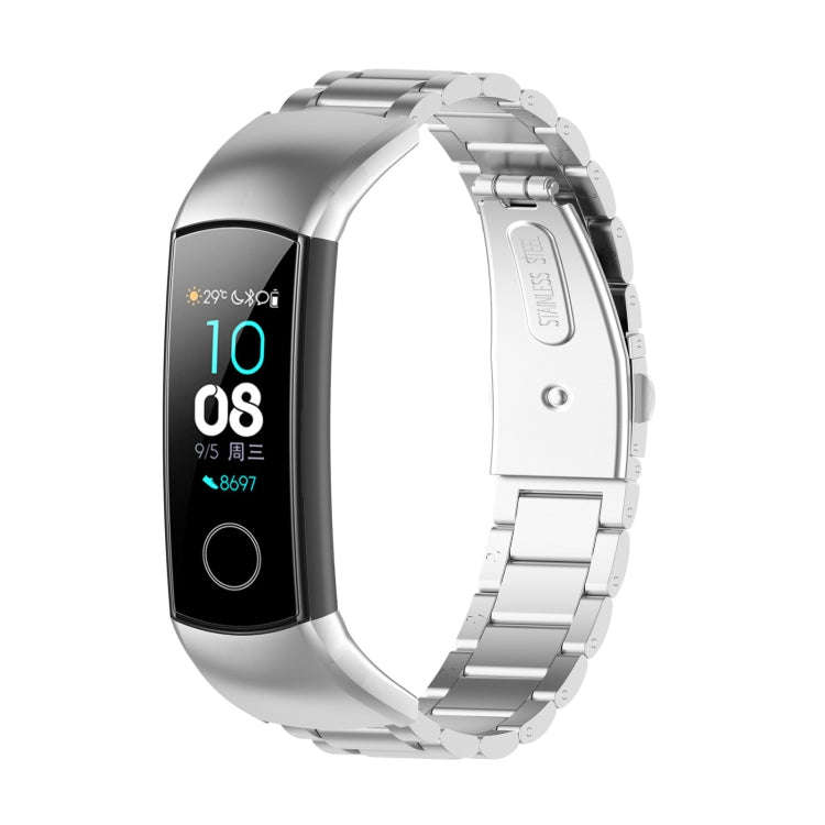 For Huawei Honor Band 4 (CRS-B19) / Honor Band 5 (CRS-B19S) Three Beads Steel Wrist Strap Watchba...