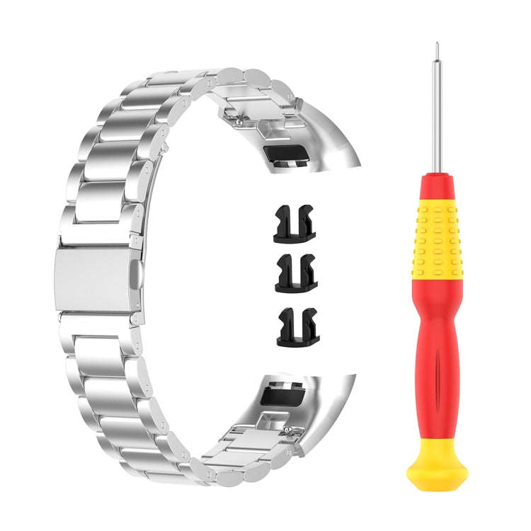 For Huawei Honor Band 4 (CRS-B19) / Honor Band 5 (CRS-B19S) Three Beads Steel Wrist Strap Watchba...