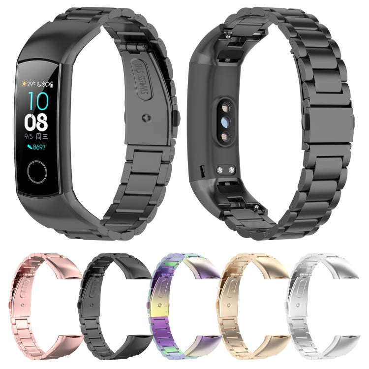For Huawei Honor Band 4 (CRS-B19) / Honor Band 5 (CRS-B19S) Three Beads Steel Wrist Strap Watchba...