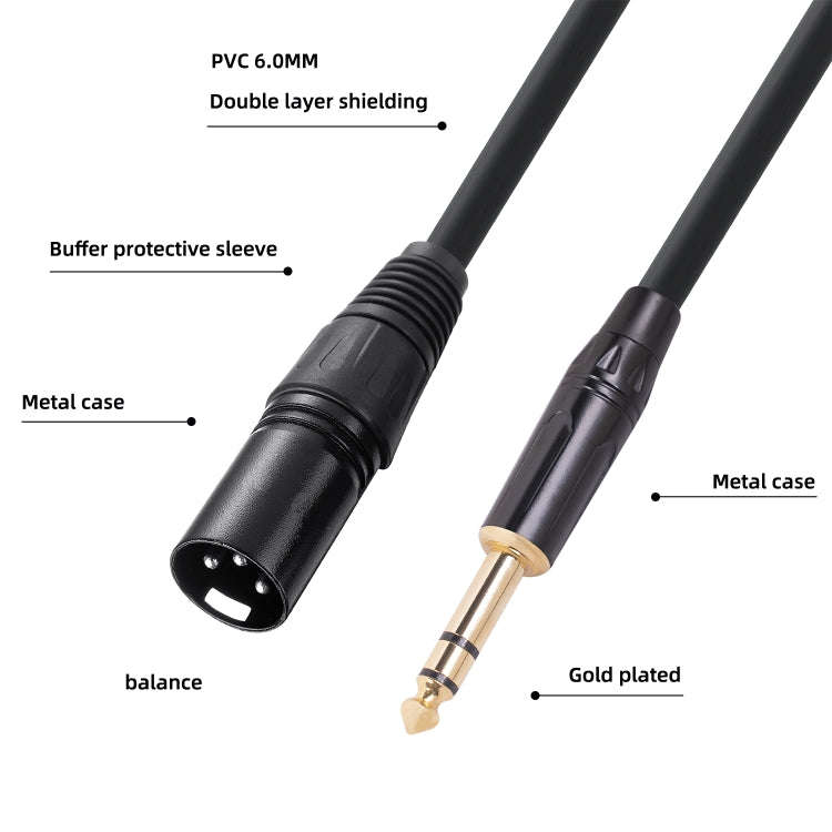 TC145BK19 6.35mm 1/4 inch TRS Male to XLR 3pin Male Audio Cable, Length:1m