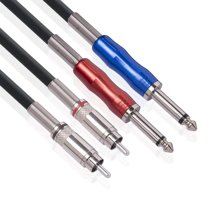3051K63 Dual RCA Male to Dual 6.35mm 1/4 inch Male Mixer Audio Cable, Length:2m