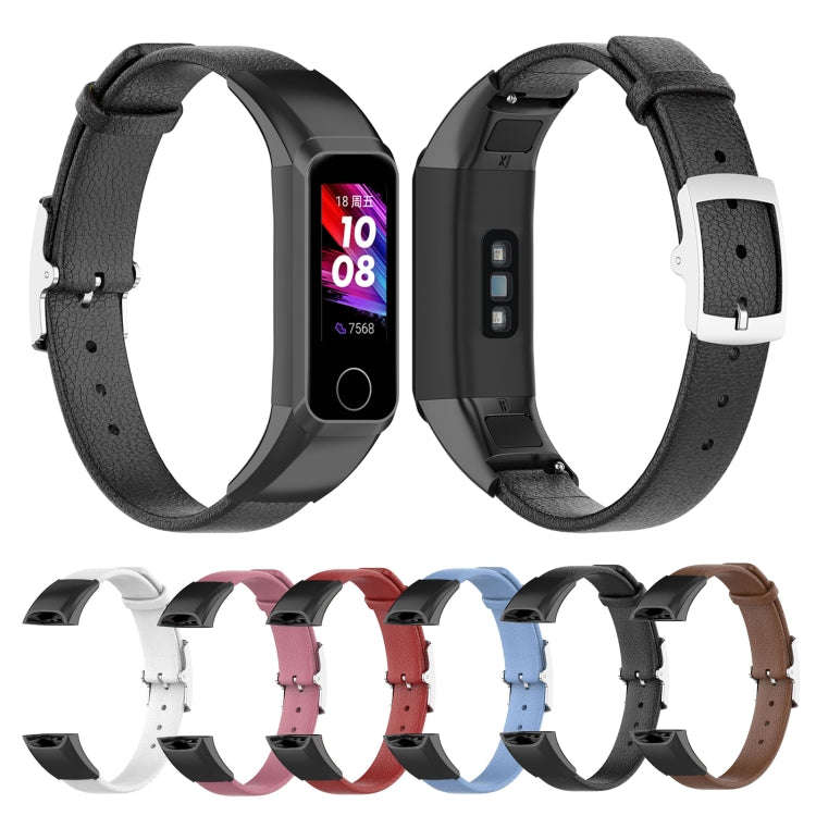 For Huawei Band 4 (ADS-B29) / Honor Band 5i (CRS-B19S) Genuine Leather Wrist Strap Watchband(White)