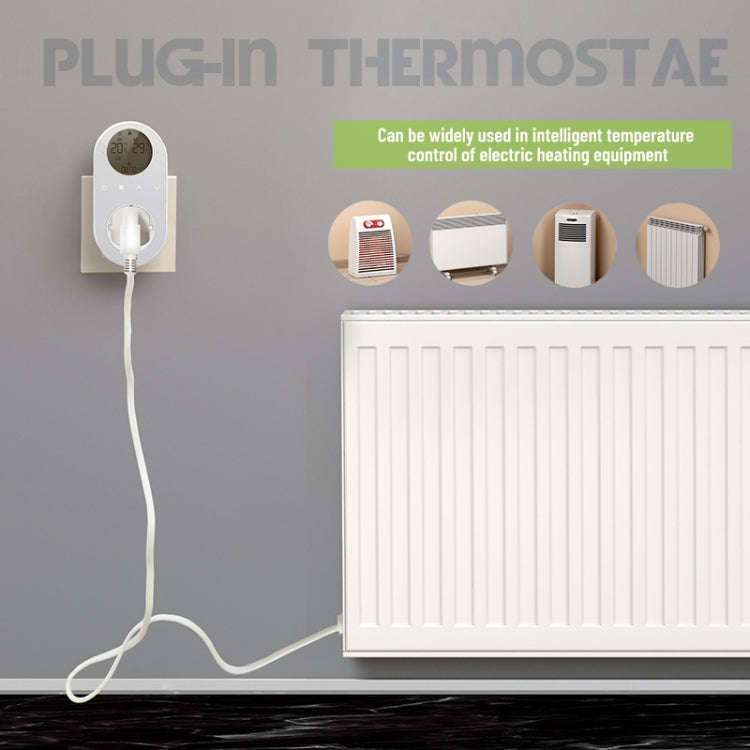 BHT12-C Plug-in LCD Thermostat Without WiFi, EU Plug(Black)