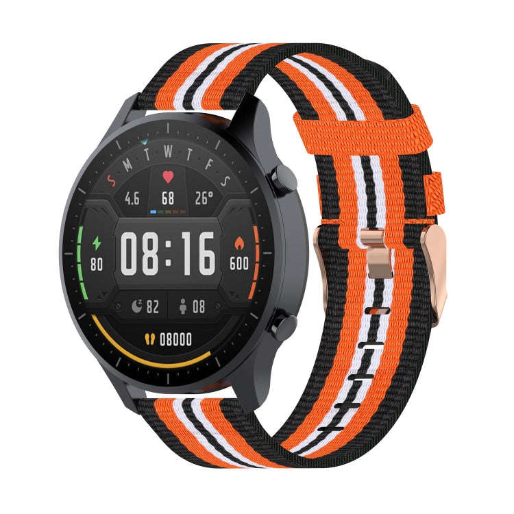 For Xiaomi Watch Color 22mm Nylon Denim Wrist Strap Watchband(Black and Orange)