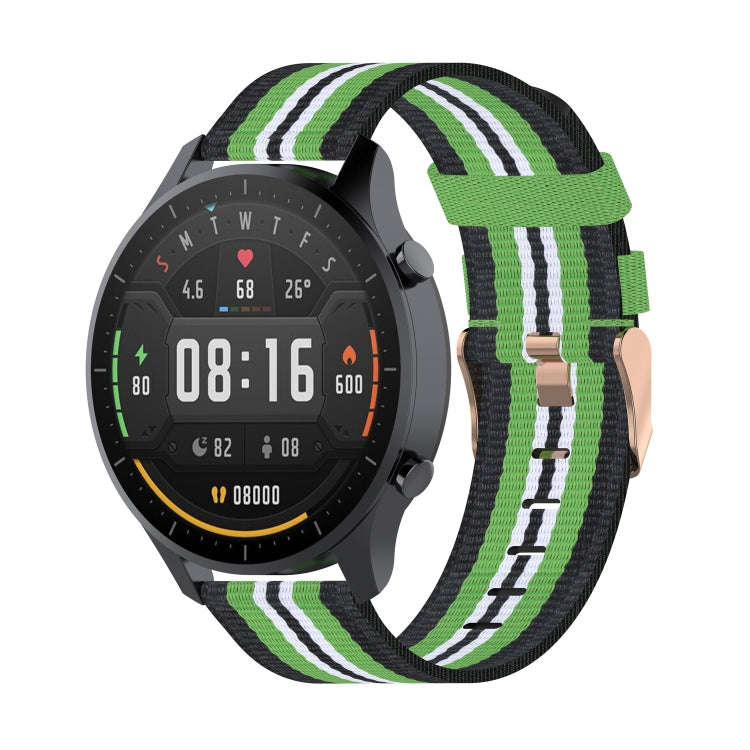 For Xiaomi Watch Color 22mm Nylon Denim Wrist Strap Watchband(Black and Lime)