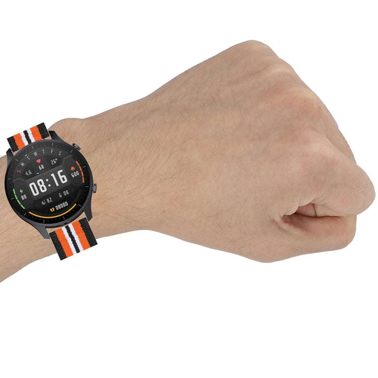 For Xiaomi Watch Color 22mm Nylon Denim Wrist Strap Watchband(Black and Lime)