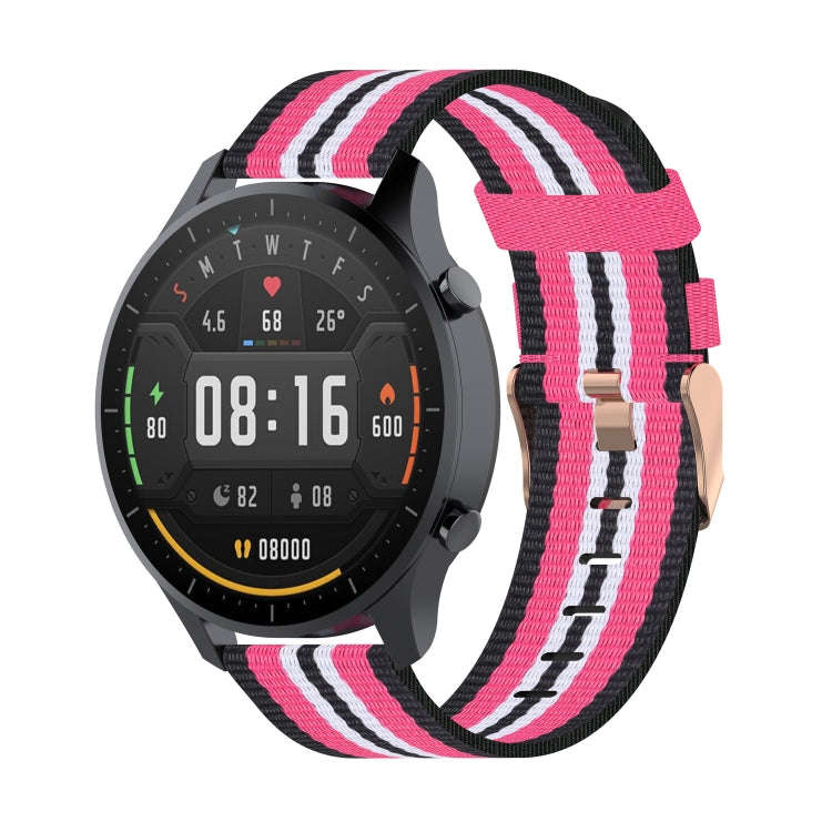 For Xiaomi Watch Color 22mm Nylon Denim Wrist Strap Watchband(Black and Pink)