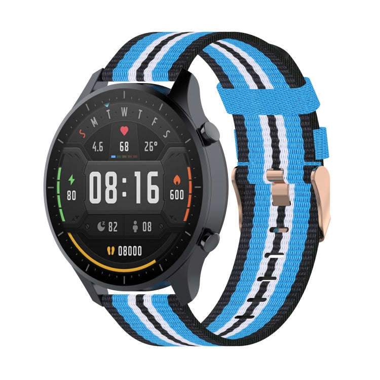 For Xiaomi Watch Color 22mm Nylon Denim Wrist Strap Watchband(Black and Sky Blue)