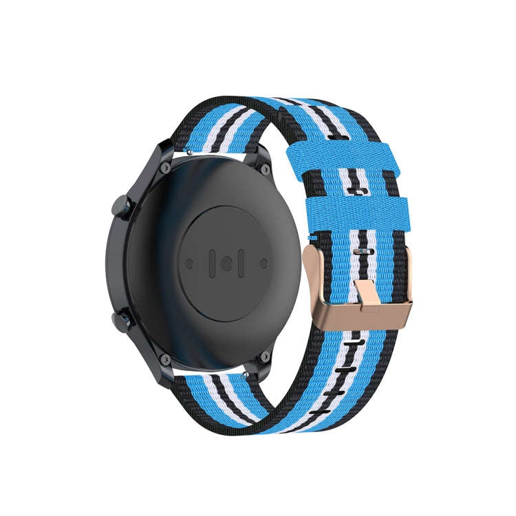 For Xiaomi Watch Color 22mm Nylon Denim Wrist Strap Watchband(Black and Sky Blue)