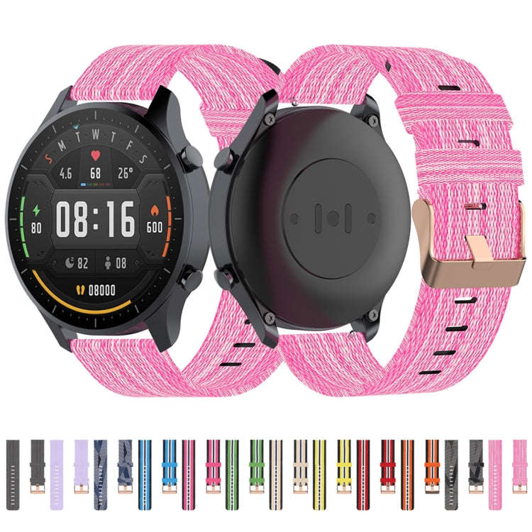 For Xiaomi Watch Color 22mm Nylon Denim Wrist Strap Watchband(Black and Lime)